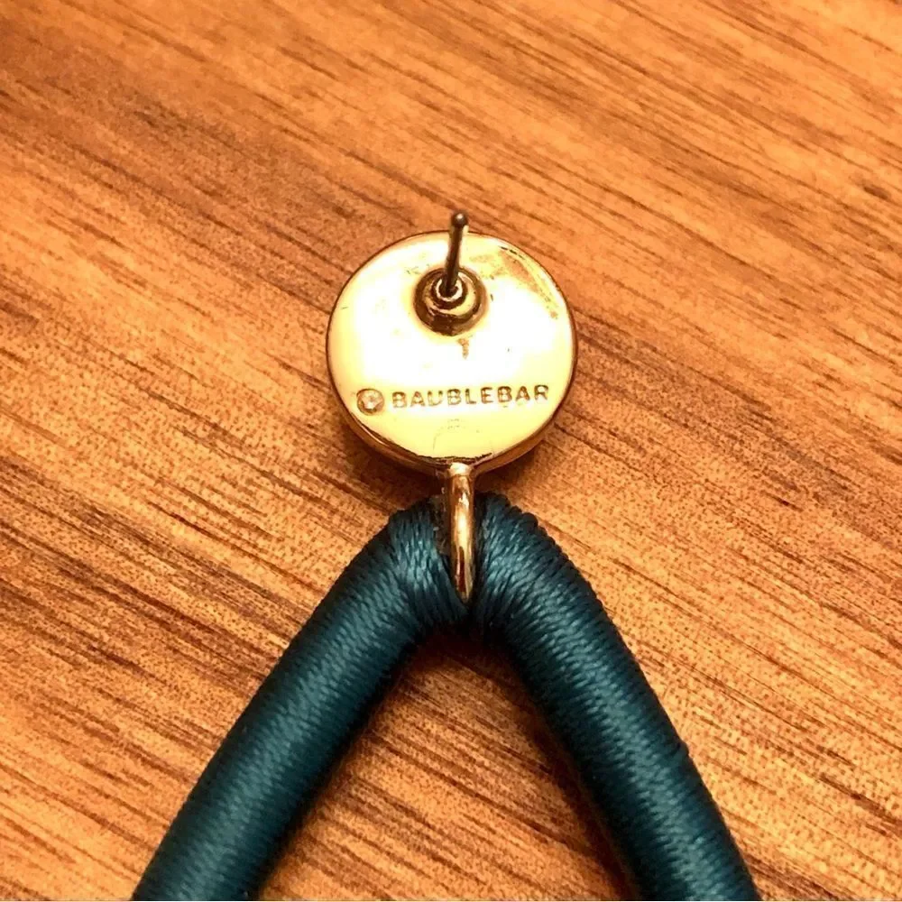 BaubleBar | Teal Teardrop Tassel Earrings | 3” Length